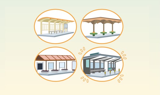 Image of different bus stop design shelters