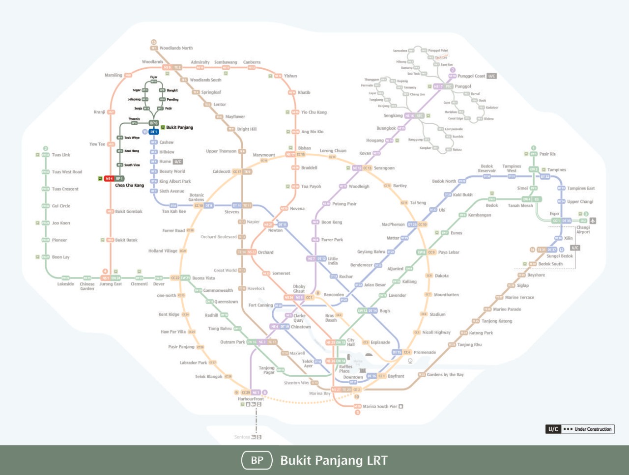 This is the system map for Bukit Panjang LRT.