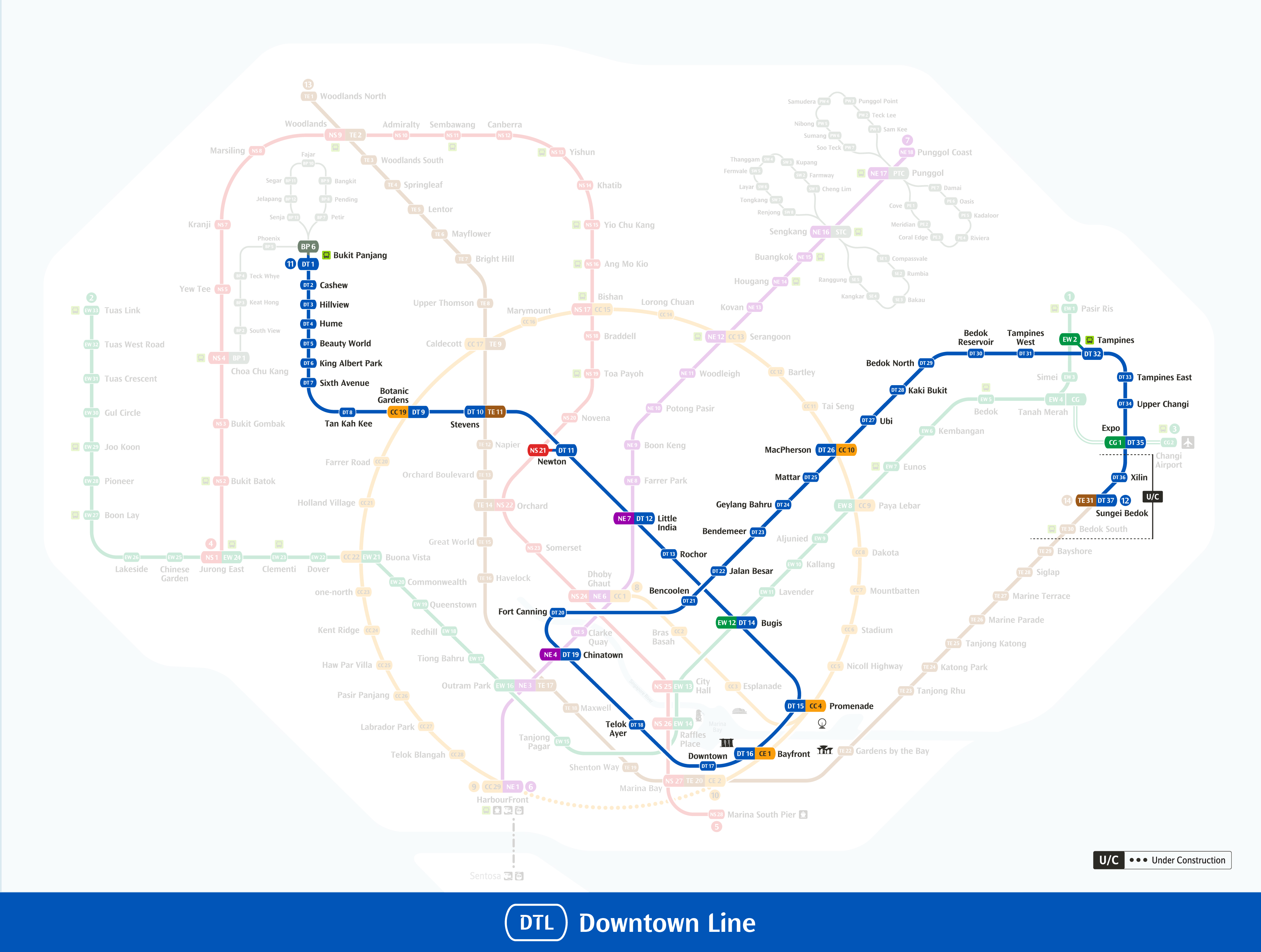 Downtown Line System Map This is the system map for Downtown Line.