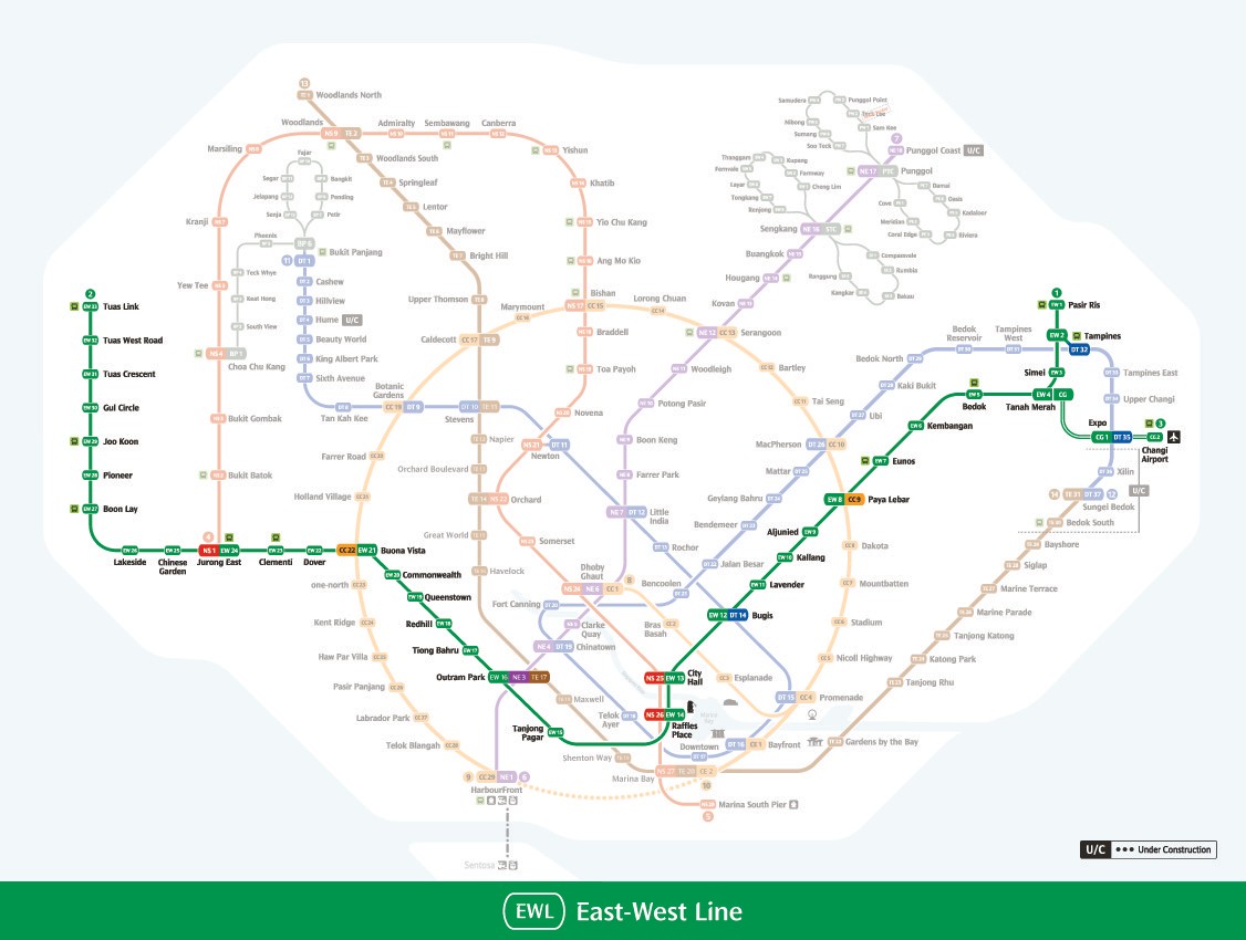 This is the system map for East-West Line.