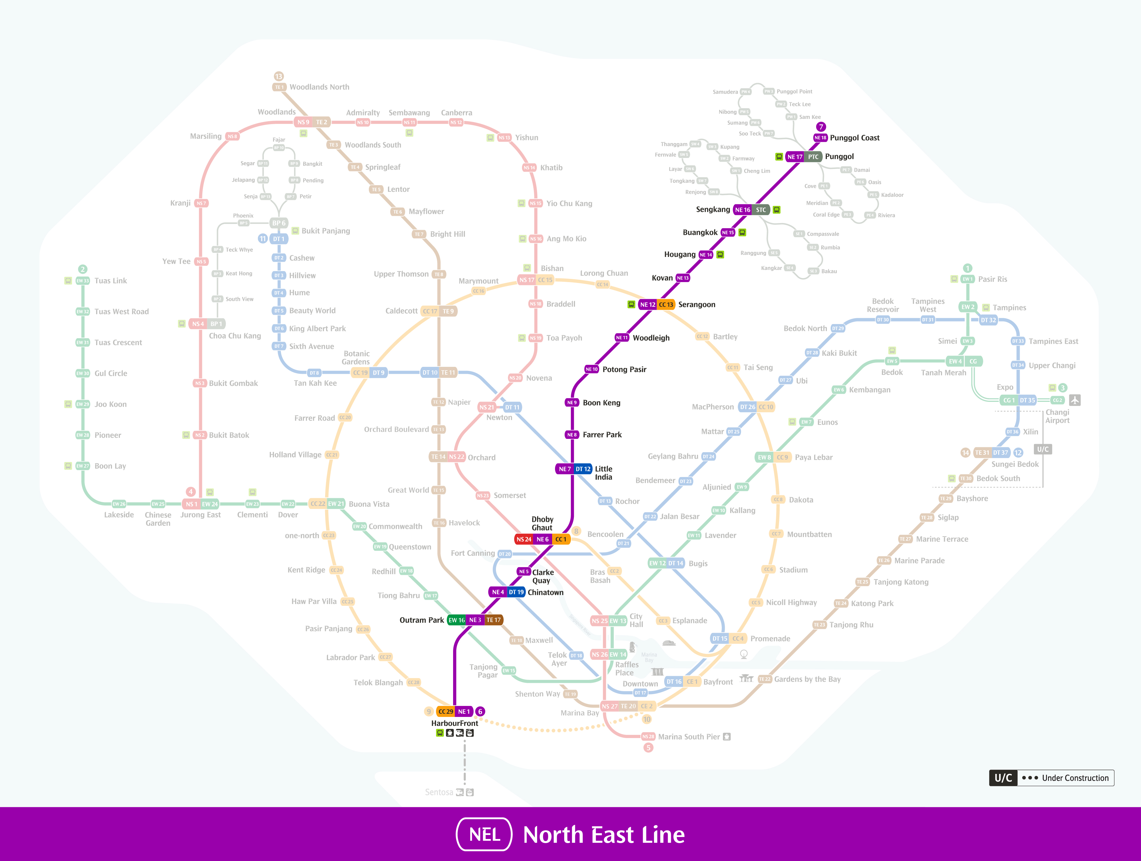 North East Line System Map This is the system map for North East Line.