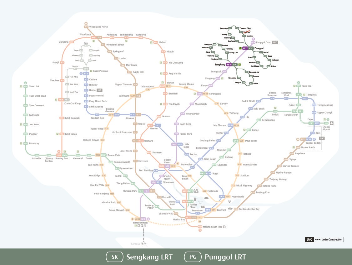 This is the system map for Sengkang-Punggol LRT.